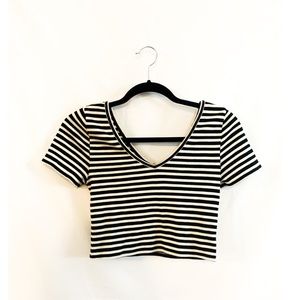 Black and White Striped Crop Top